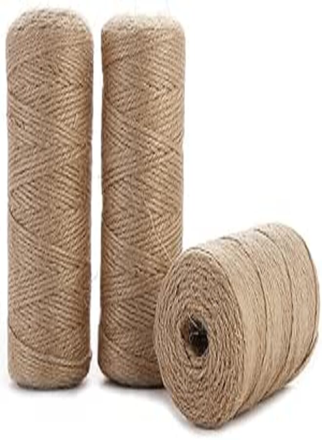 DZXZY Jute Twine String Hemp Rope - 984 Feet 2mm 3ply Natural Burlap Cord Rolls for DIY Crafts, Decoration, Bundling, Packing, Gifts, Artworks, Gardening Applications (Brown(3 Pack))
